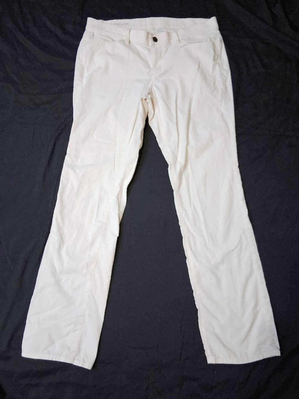 Ann Taylor Corduroy Pants Off White Ivory Mid Rise Straight Leg 10